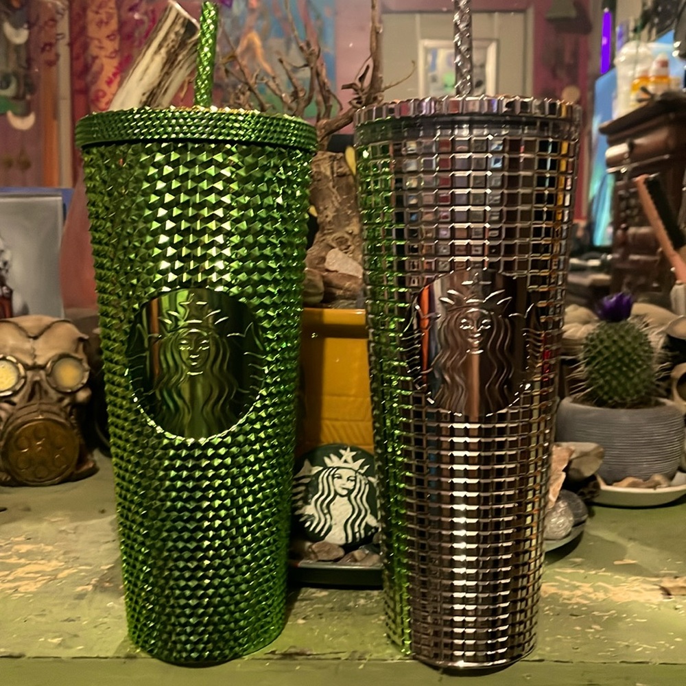 Two Christmas edition Starbucks 24oz